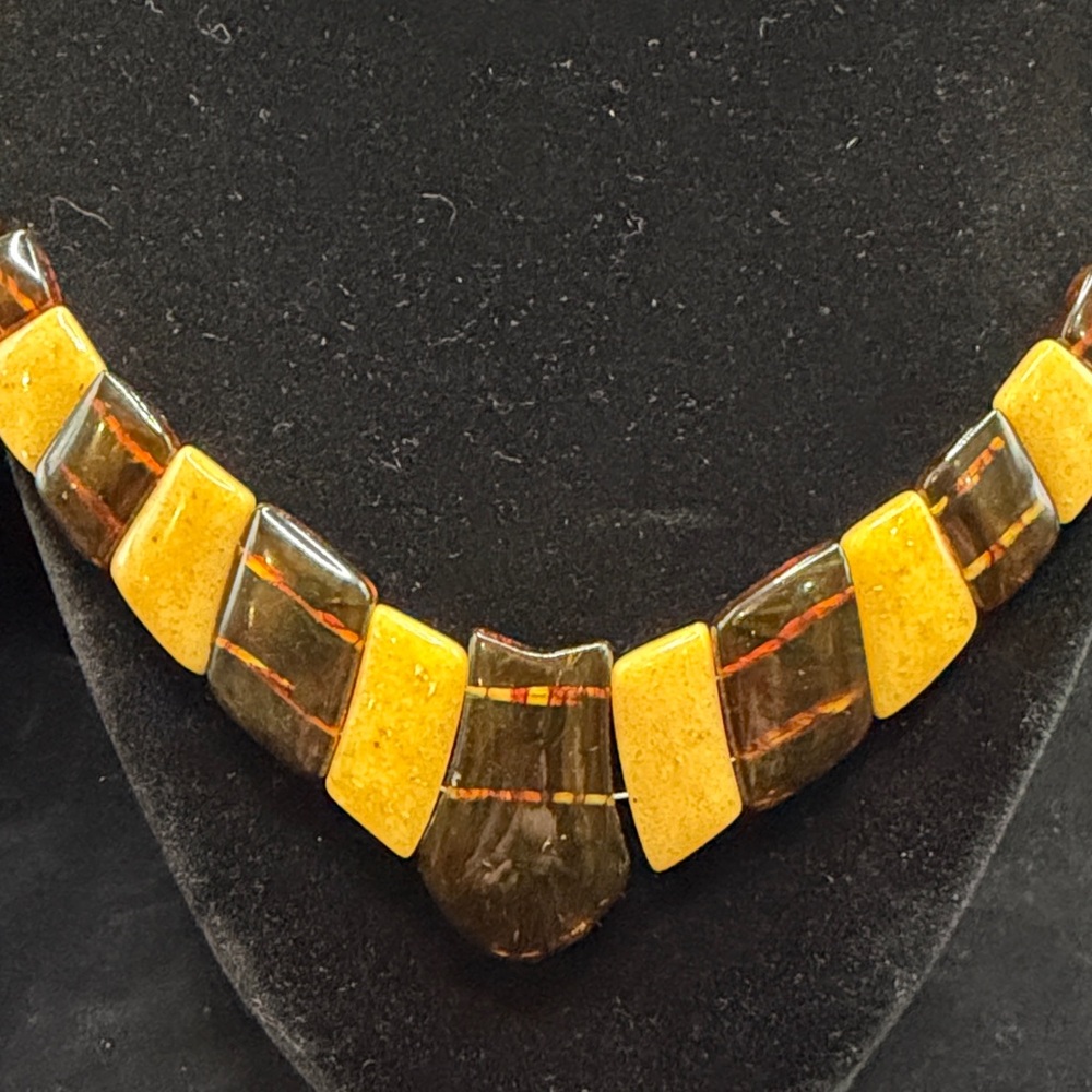 Jay King Amber and Yellow Gemstone Necklace- sterling silver (185)